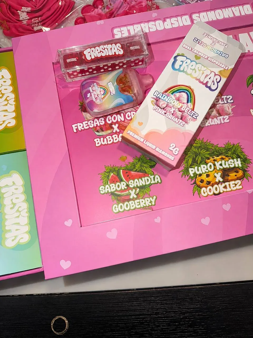 Pink Fresitas master case with Rainbow Beltz and Pink Gruntz packaging