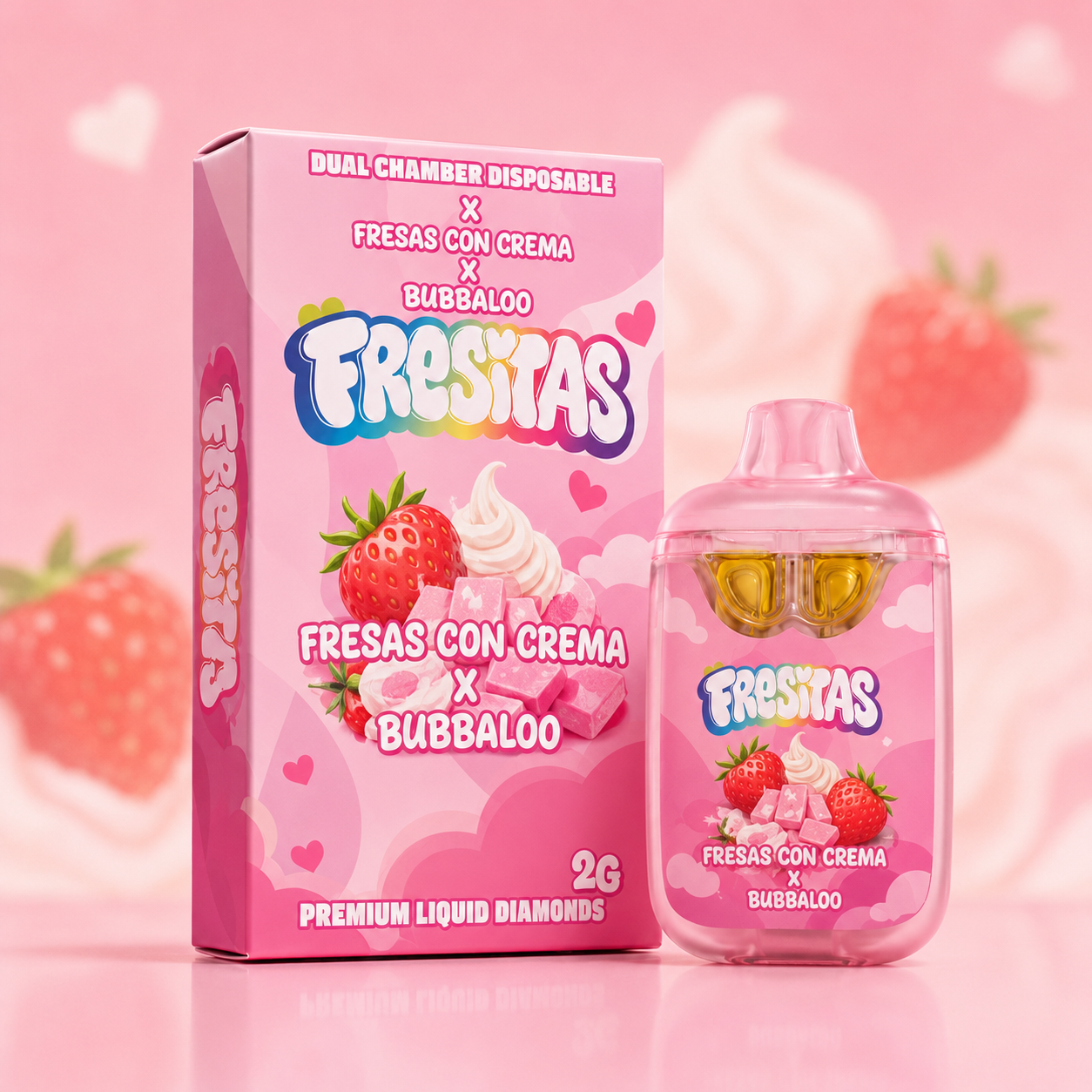 Fresitas Fresas con Crema × Bubbaloo 2G Dual-Chamber Disposable Fresitas Fresas con Crema × Bubbaloo 2G Dual-Chamber Disposable