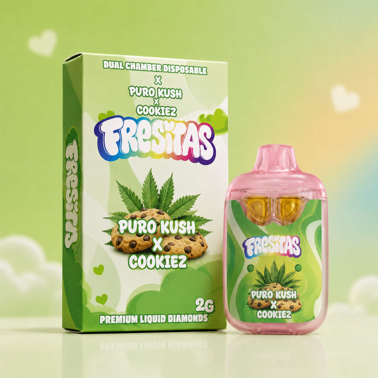 Fresitas Puro Kush x Cookiez 2G Dual Chamber Disposable Fresitas Puro Kush x Cookiez 2G Dual Chamber Disposable